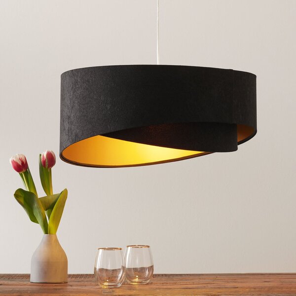Maco Design Lampă suspendată asimetrică Emi 2-colorată, reglabil, Negru, Camera de zi / sufragerie, Țesătură / Textil, Viața tânără