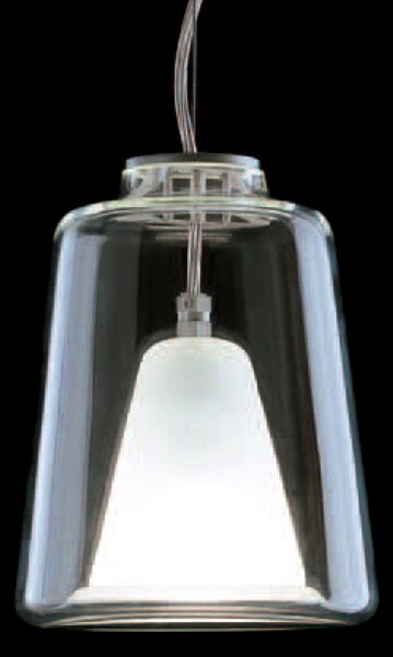 Oluce Lanterna - Lampă suspendată din sticlă de Murano, reglabil, Transparent, Camera de zi / sufragerie, Sticlă, Design
