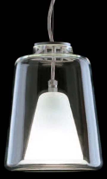 Oluce Lanterna - Lampă suspendată din sticlă de Murano, reglabil, Transparent, Camera de zi / sufragerie, Sticlă, Design