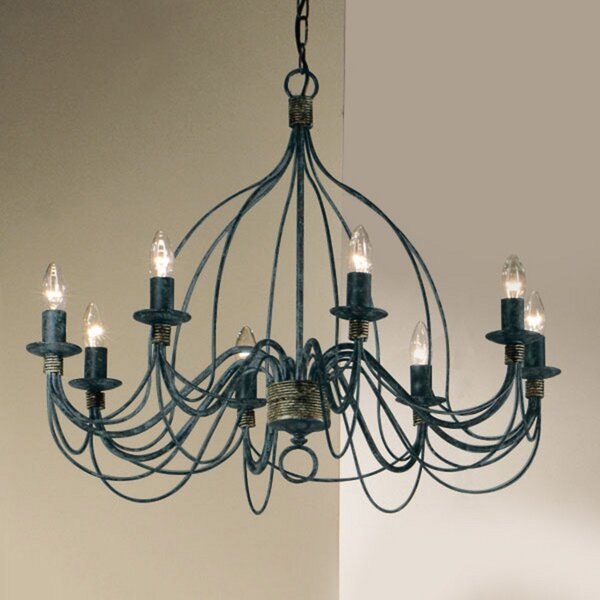 Kögl Candelabru Filo, 8 becuri, albastru-negru, metal, Ø 78 cm, reglabil, Albastru, Camera de zi / sufragerie, Metal, Antichitate
