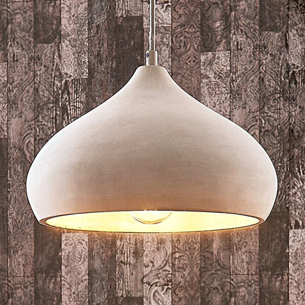 Lindby Lampă suspendată Morton, Ø 29 cm, gri, beton, E27, reglabil, Gri, Camera de zi / sufragerie, Beton, Modern