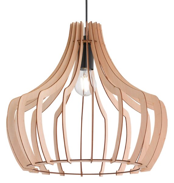 Reality Leuchten Lampă pendul de lemn Wood, 38,5 cm, reglabil, Lemn, Camera de zi / sufragerie, Lemn, Scandinavă