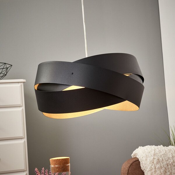 Domiluce Lampă suspendată Tornado Ø 40 cm negru, reglabil, Negru, Camera de zi / sufragerie, Metal, Modern