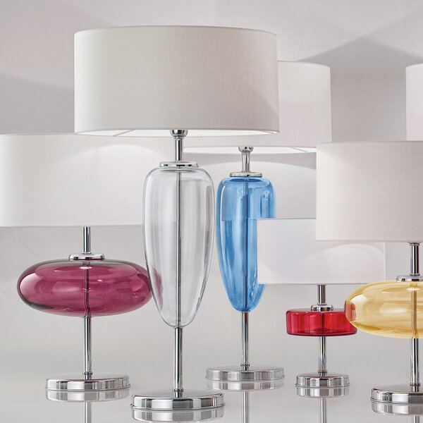 AILATI Lampă de masă Show Ogiva 82 cm element sticlă transparentă, Alb, Camera de zi / sufragerie, Sticlă, Design