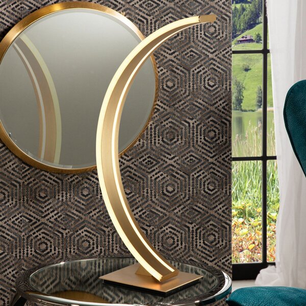 Schuller Valencia Lampă LED de masă arc Arcus cu finisaj auriu, Auriu / Alamă, Camera de zi / sufragerie, Metal, Modern