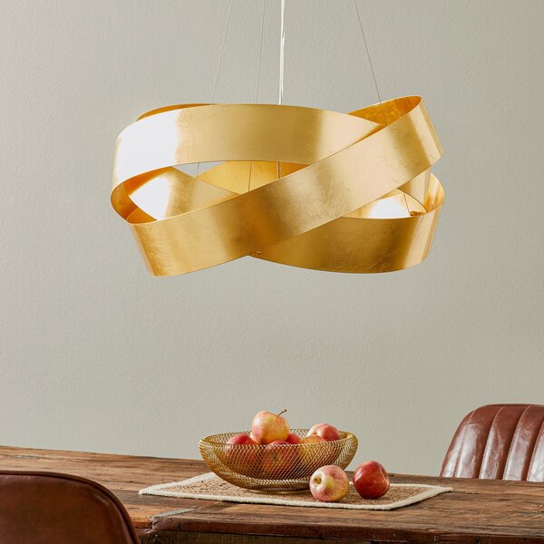 Marchetti Lampă suspendată Pura foiță de aur, 60cm, 3x E27, reglabil, Auriu / Alamă, Camera de zi / sufragerie, Metal, Design