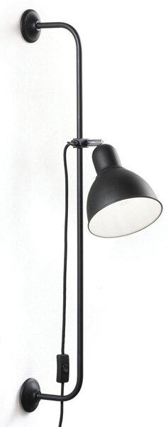 IDEAL LUX Aplică de perete Shower cu comutator și ștecher, Negru, Camera de zi / sufragerie, Metal, Modern, Perete forme speciale