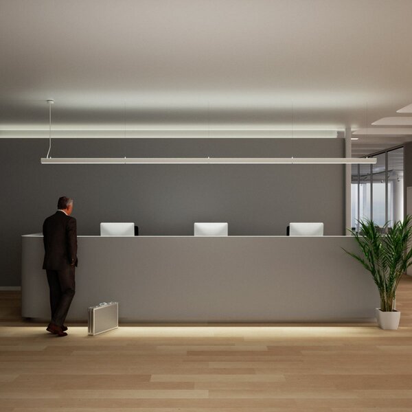Arcchio lampă suspendată LED pentru birou Jolinda slim, metal, sus/jos, reglabil, Gri, Studiu / Birou, Plastic, Modern