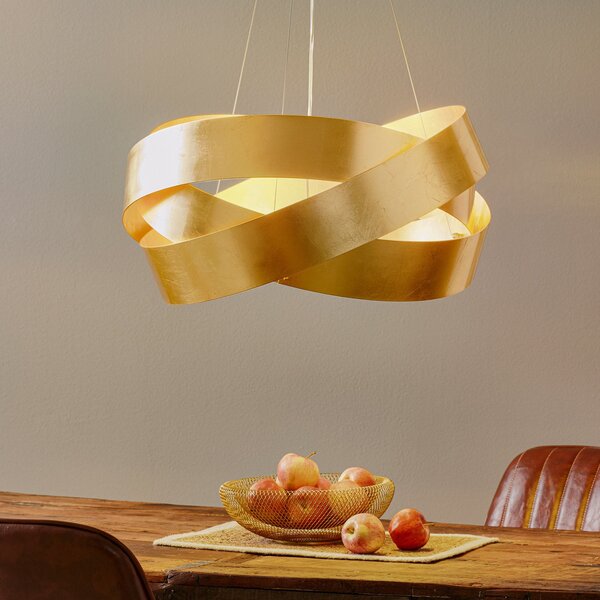 Marchetti Lampă suspendată Pura foiță de aur, 60cm, 3x E27, reglabil, Auriu / Alamă, Camera de zi / sufragerie, Metal, Design
