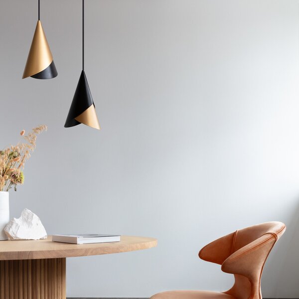 UMAGE Cornet lampă pendul negru/alamă, reglabil, Negru, Camera de zi / sufragerie, Metal, Scandinavă