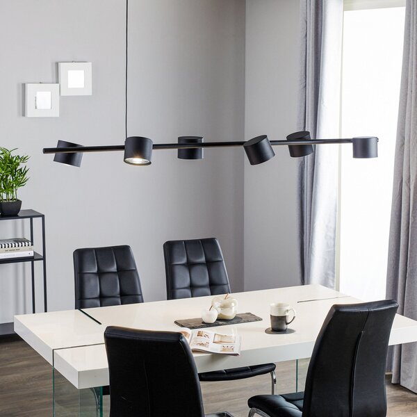 ALDEX Lampă suspendată Bot, negru, 6 becuri, reglabil, Negru, Camera de zi / sufragerie, Metal, Modern