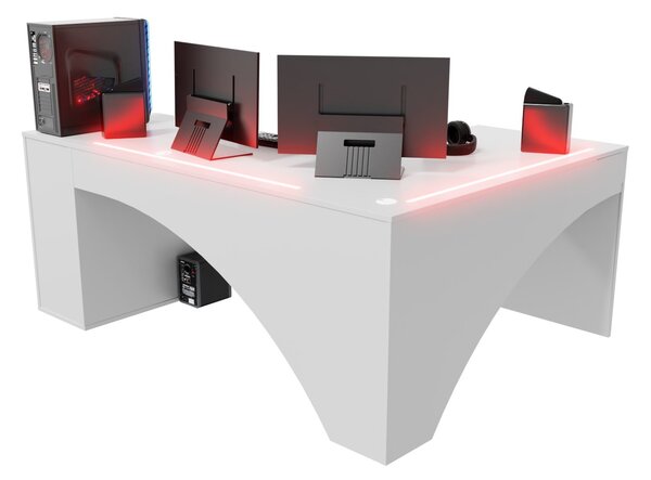 Masă PC de colț Carbon (alb) (S) (cu iluminat LED RGB). 1054961