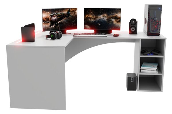 Masă PC de colț Carbon (alb) (S) (cu iluminat LED RGB). 1054961