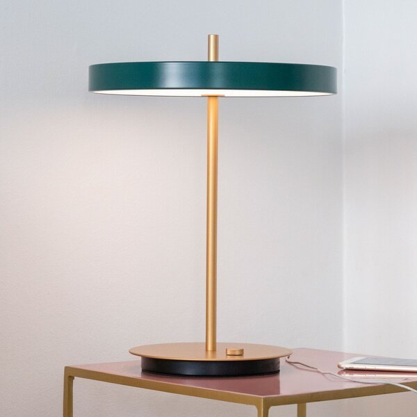UMAGE LED lampă de masă Asteria Table, USB, verde pădure/lastre