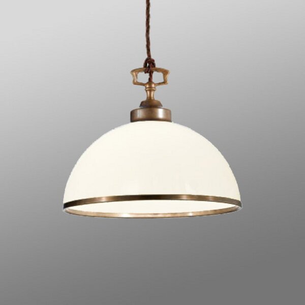 Cremasco La Botte lampă suspendată, alb, reglabil, Bronz / Alamă Veche, Camera de zi / sufragerie, Metal, Casă de țară / Rustic