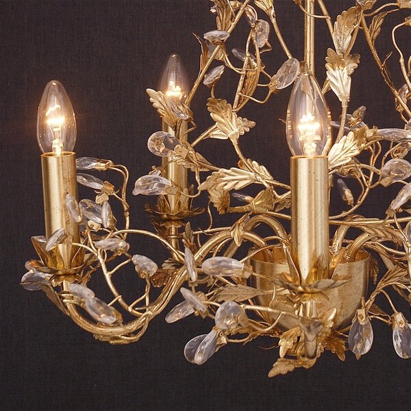 Holländer Candelabru Buono 5 becuri auriu, reglabil, Auriu / Alamă, Camera de zi / sufragerie, Metal