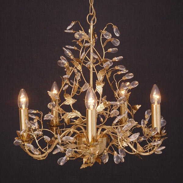 Holländer Candelabru Buono 5 becuri auriu, reglabil, Auriu / Alamă, Camera de zi / sufragerie, Metal