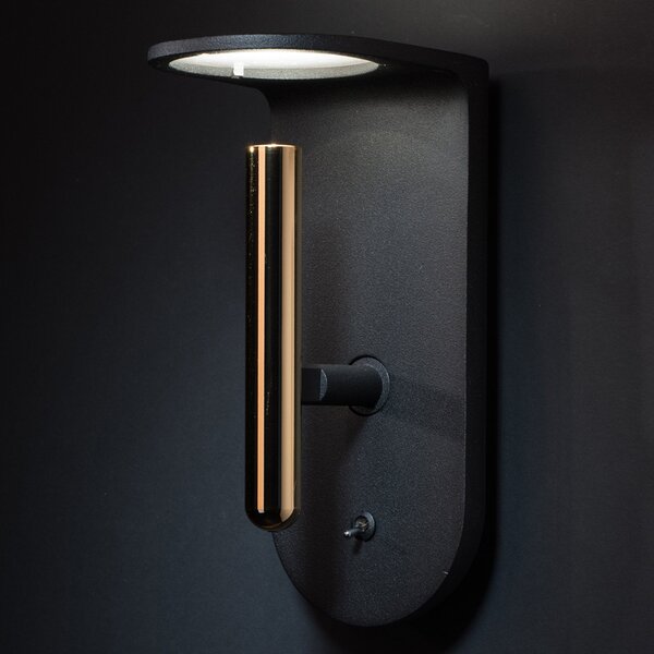 Stilnovo Aplică LED cu design negru-auriu 2Nights_W2, Negru, dormitor, Metal, Modern, Lumină de lectură