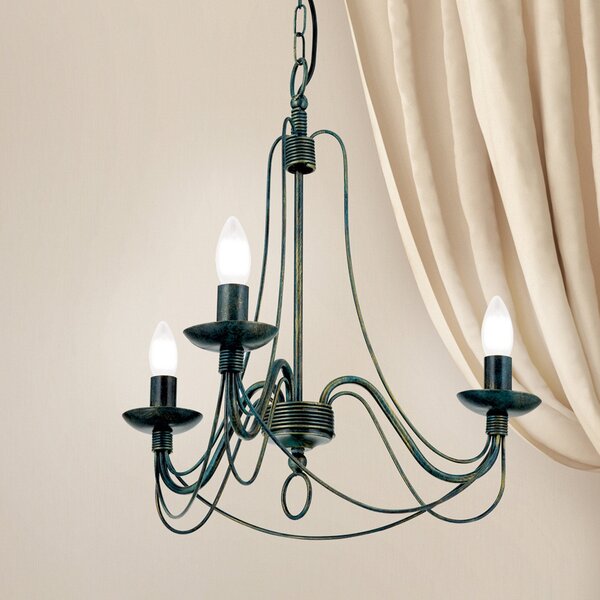 ORION Candelabru Vela, cu 3 becuri, negru-verde antic, reglabil, Negru, Camera de zi / sufragerie, Metal, Antichitate