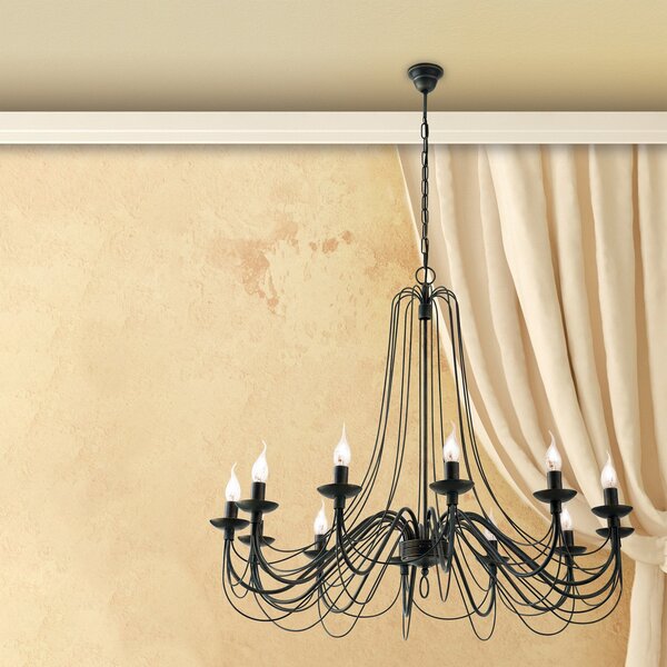ORION Candelabru Antonina, negru, 12 becuri, reglabil, Negru, Camera de zi / sufragerie, Metal, Casă de țară / Rustic