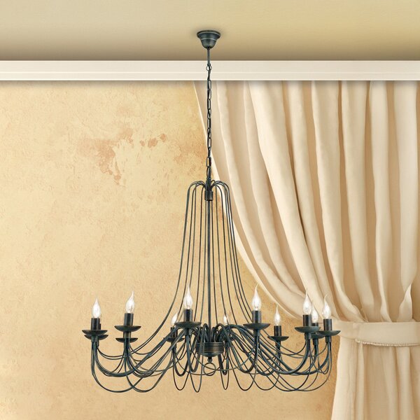 ORION Candelabru Antonina, negru, 12 becuri, reglabil, Negru, Camera de zi / sufragerie, Metal, Casă de țară / Rustic