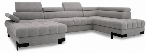 Coltar extensibil SELVA XL, sezlong dreapta, stofa catifelata gri - Cr