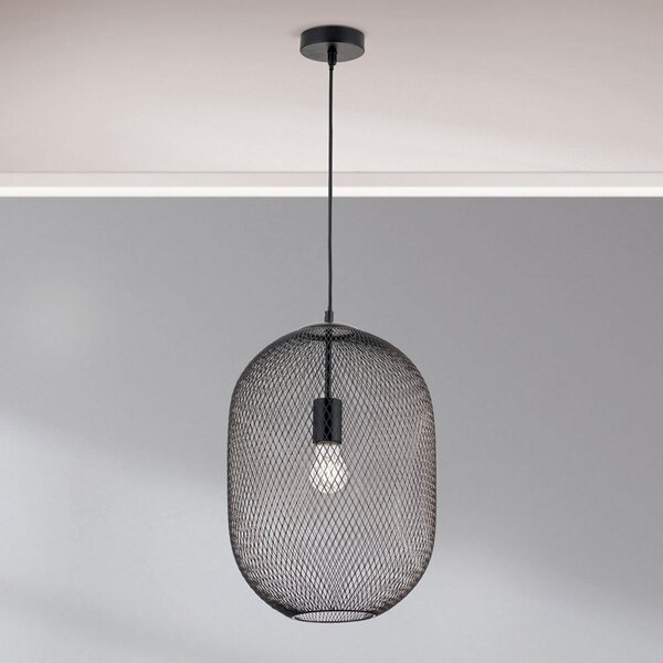 ORION Lampă pendul Georgina cu abajur colivie, reglabil, Negru, Camera de zi / sufragerie, Metal, Modern