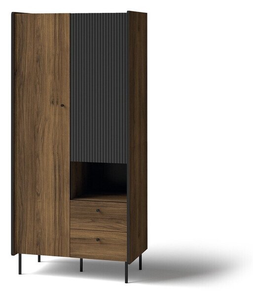 Dulap Tivsali 100Negru mat, Nuc, 19x9x6cm, Uși dulapUși dulap: Cu balamale