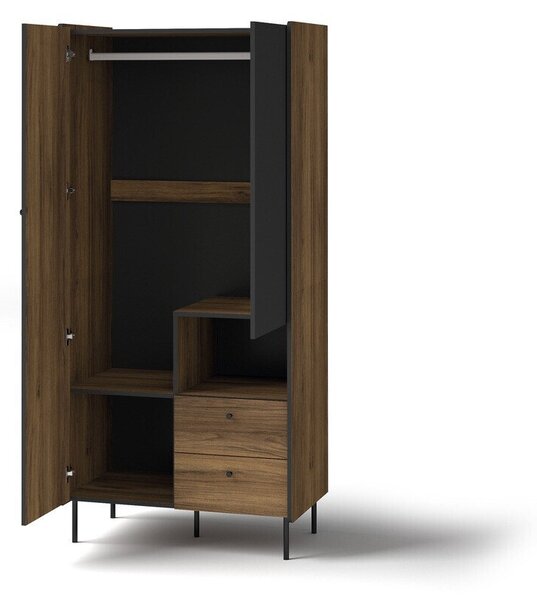 Dulap Tivsali 100Negru mat, Nuc, 19x9x6cm, Uși dulapUși dulap: Cu balamale