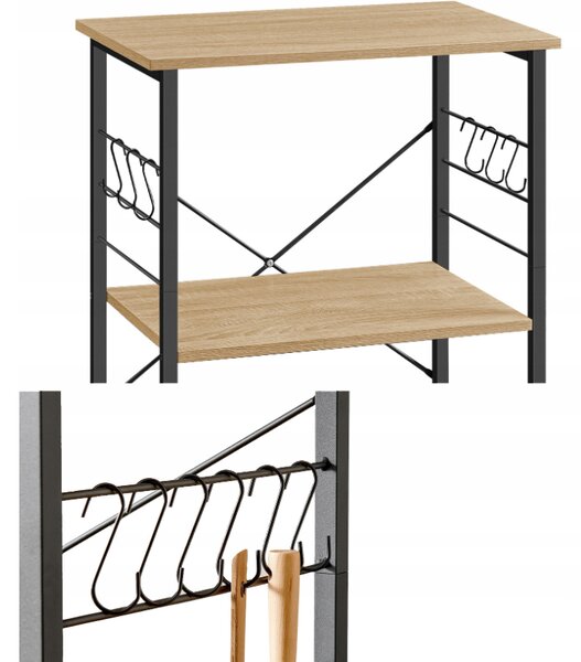 Raft multifunctional de bucatarie pe roti TRONUS, negru/dub sonoma