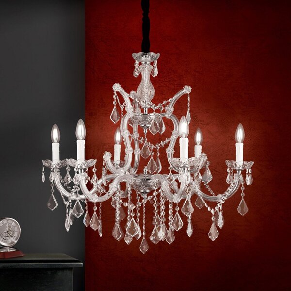 ORION Candelabru excelent LILIANA 6 becuri, reglabil, Gri, Camera de zi / sufragerie, Metal, Antichitate