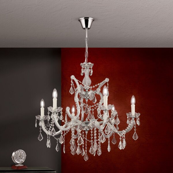 ORION Candelabru excelent LILIANA 6 becuri, reglabil, Gri, Camera de zi / sufragerie, Metal, Antichitate