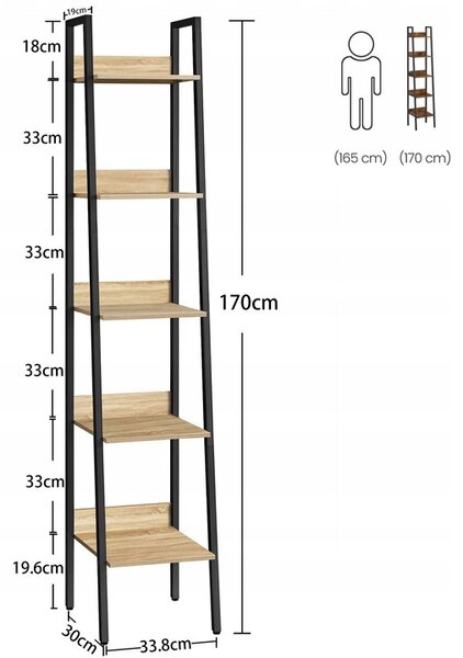 Raft TAYLOR SONOMA 5 polite, 170x33,8cm