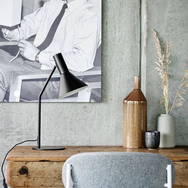 FRANDSEN Lampa de masă Lyss, negru, metal, înălțime 50 cm, E27, Negru, Camera de zi / sufragerie, Metal, Design
