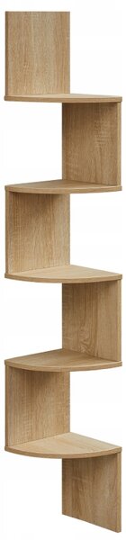 Polita de colt pentru perete ESTANTE, 5 rafturi in decor stejar sonoma, 126x20cm