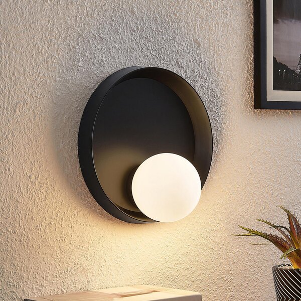 Lucande Andelina aplică, rotundă, negru, reglabil, Negru, Camera de zi / sufragerie, Metal, Design