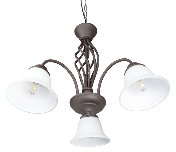 Trio Lighting Lampă suspendată Rustica, ruginiu, 3 becuri, reglabil, Maro / Rugină, Camera de zi / sufragerie, Metal, Antichitate