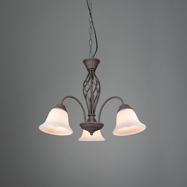 Trio Lighting Lampă suspendată Rustica, ruginiu, 3 becuri, reglabil, Maro / Rugină, Camera de zi / sufragerie, Metal, Antichitate