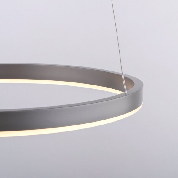 JUST LIGHT. GmbH Lampă suspendată LED Ritus, Ø 39.3cm, aluminiu, reglabil, Metalic, Camera de zi / sufragerie, Metal, Modern