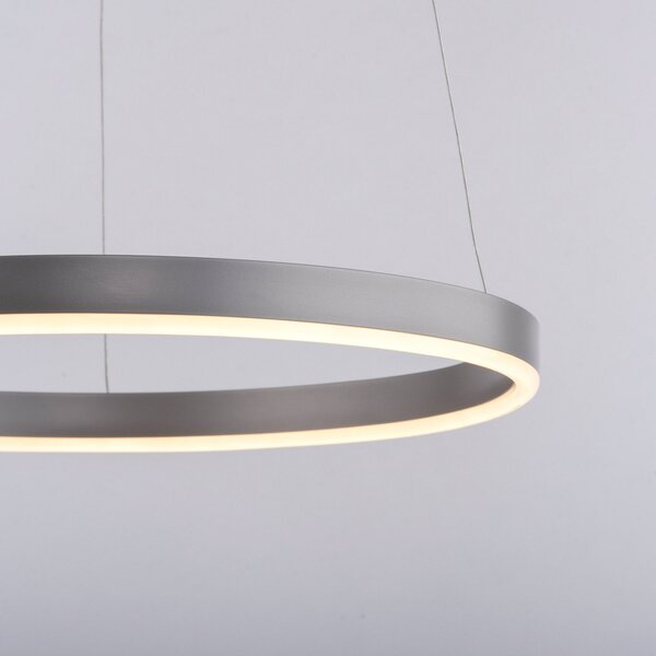 JUST LIGHT. GmbH Lampă suspendată LED Ritus, Ø 39.3cm, aluminiu, reglabil, Metalic, Camera de zi / sufragerie, Metal, Modern