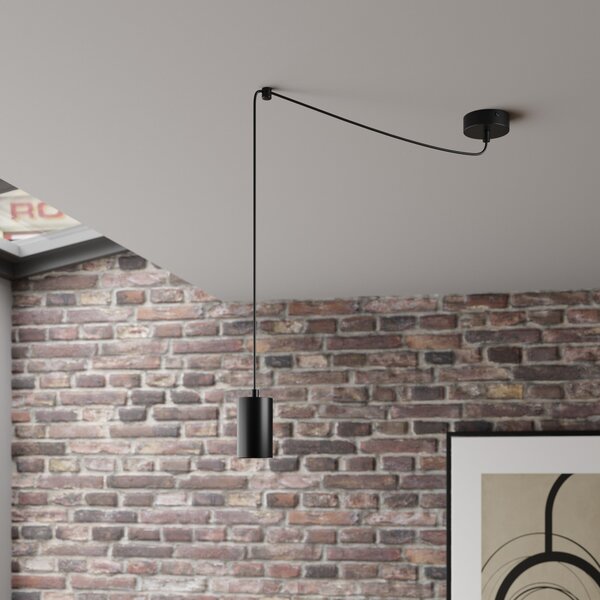 EMIBIG LIGHTING Lampă suspendată Speed, negru, 1 bec, reglabil, Negru, Camera de zi / sufragerie, Metal, Modern