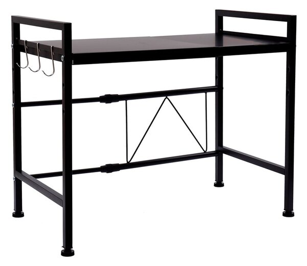 Raft metalic cuptor cu microunde, Quasar & Co.®, etajera ajustabila, organizator bucatarie, 44-66 x 32 x 48 cm, negru