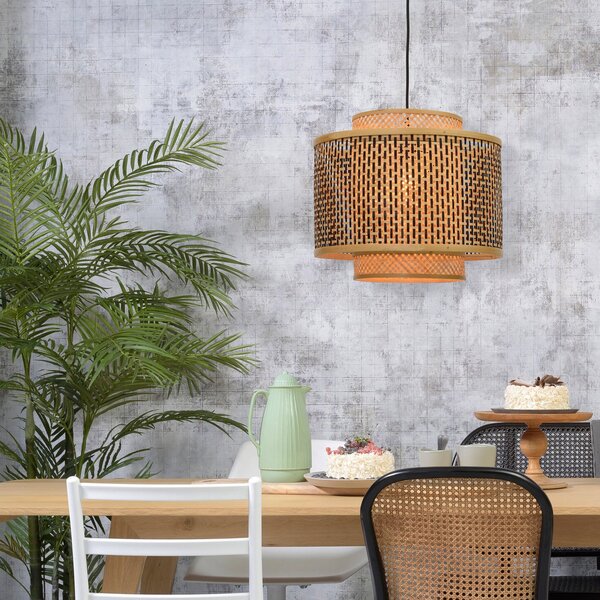 Good & Mojo GOOD MOJO Lampă suspendată din bambus Bhutan Ø 40 cm, reglabil, Lemn, Camera de zi / sufragerie, Bamboo, Design