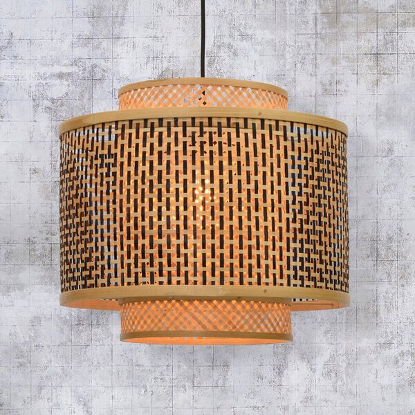 Good & Mojo GOOD MOJO Lampă suspendată din bambus Bhutan Ø 40 cm, reglabil, Lemn, Camera de zi / sufragerie, Bamboo, Design