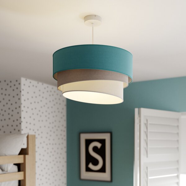 Duolla Lampă suspendată Pastell Trio turcoaz/gri/gri deschis, reglabil, Albastru, Camera de zi / sufragerie, Țesătură / Textil