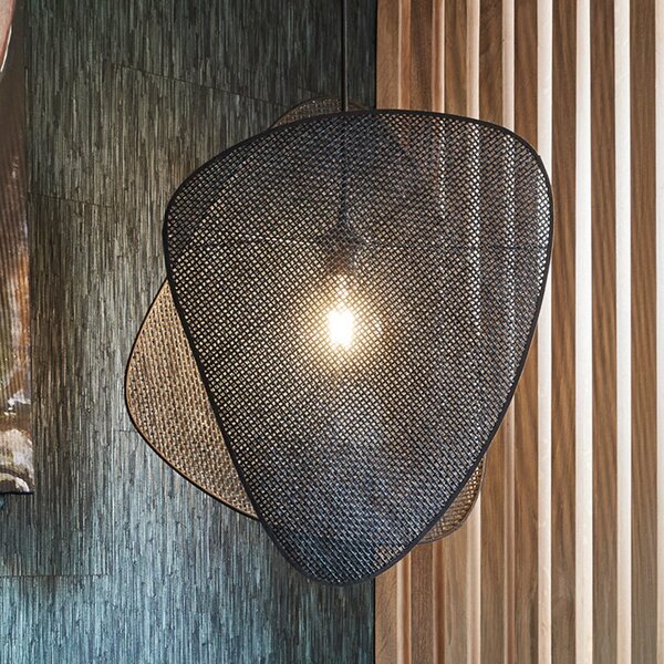 MARKET SET lampă suspendată Screen S, 58 cm, negru, rattan