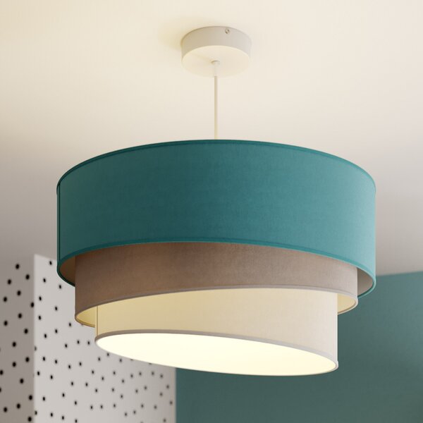 Duolla Lampă suspendată Pastell Trio turcoaz/gri/gri deschis, reglabil, Albastru, Camera de zi / sufragerie, Țesătură / Textil