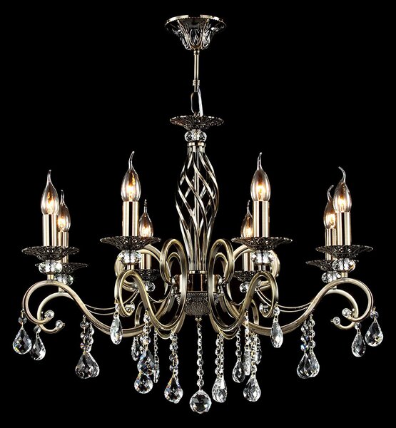 Maytoni Grace candelabru 8 becuri alamă/alb, reglabil, Auriu / Alamă, Camera de zi / sufragerie, Metal