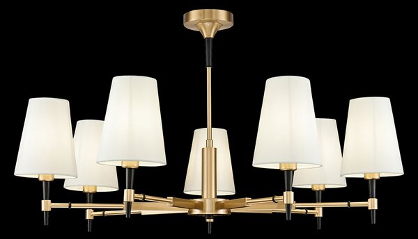 Maytoni Zaragoza candelabru 7 becuri abajur textil, reglabil, Auriu / Alamă, Camera de zi / sufragerie, Metal, Modern