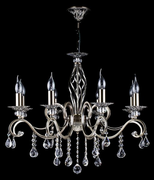 Maytoni Grace candelabru 8 becuri alamă/alb, reglabil, Auriu / Alamă, Camera de zi / sufragerie, Metal